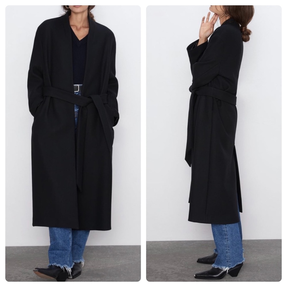 ZARA Wool Maxi Belted Oversized Coat